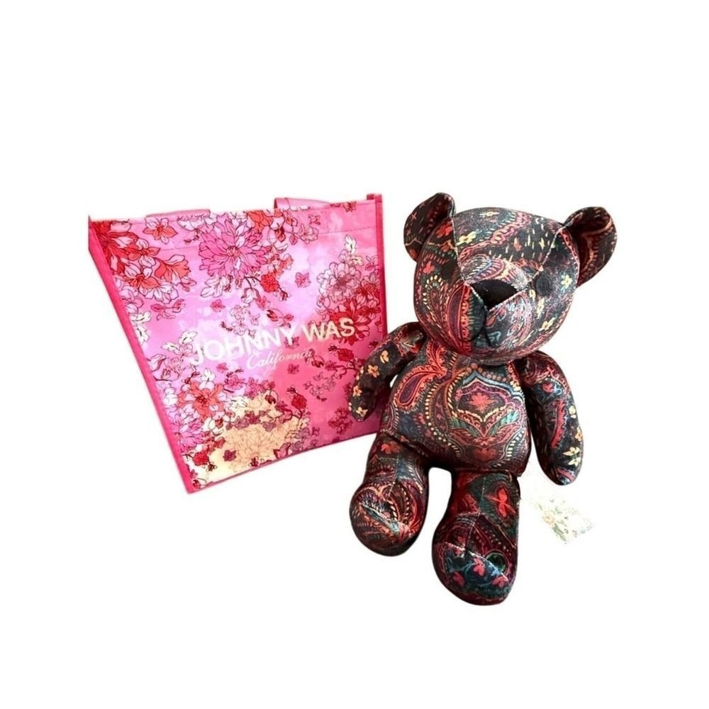 Johnny Was "Mystic Wonder" teddy bear in a multi-color paisley velvet design NWT